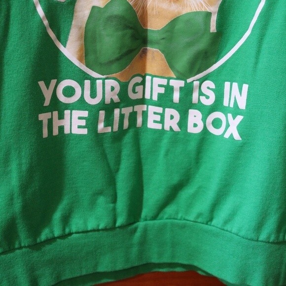 Mad Engine “Gift in the Litter Box” Grumpy Cat Ugly Christmas Sweatshirt XXL - Picture 9 of 13